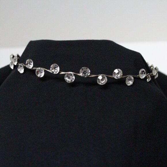 Clear Rhinestone Silvertone Hair Head Piece Band Decoration Trim Wedding Pageant - Picture 1 of 12